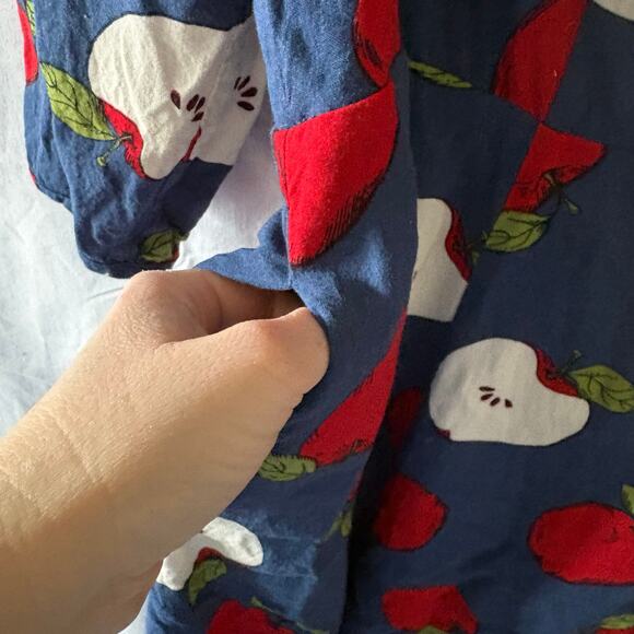ModCloth Blue With Red Apple Print Dress Teacher Swing Rockabilly Sz 1X - Picture 5 of 8